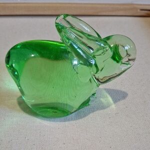 Green Glass Bunny Figurine